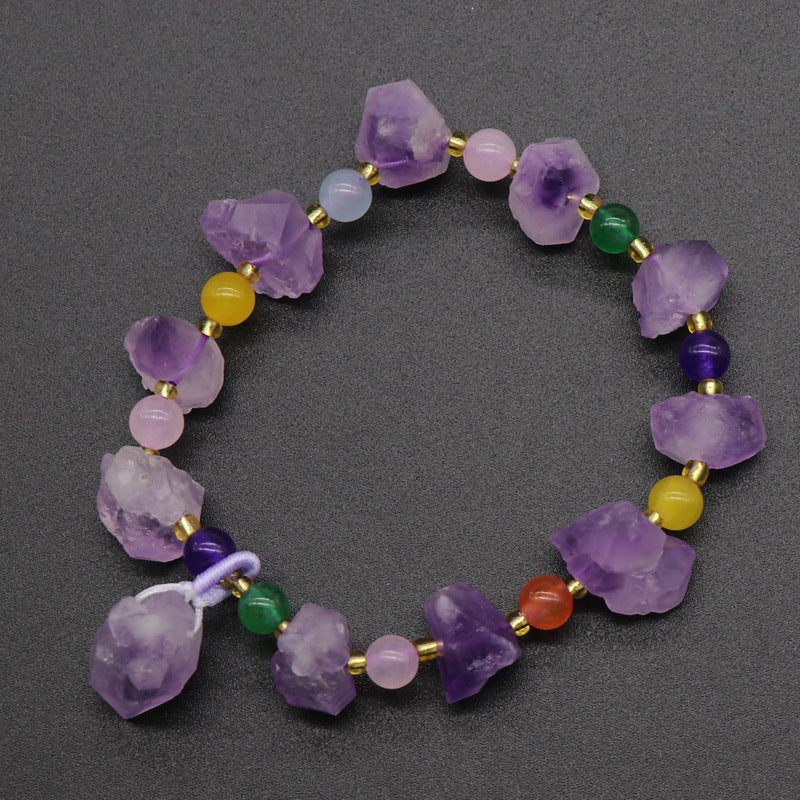 Lavender Amethyst Raw Stone Bracelet - Harajuku Style