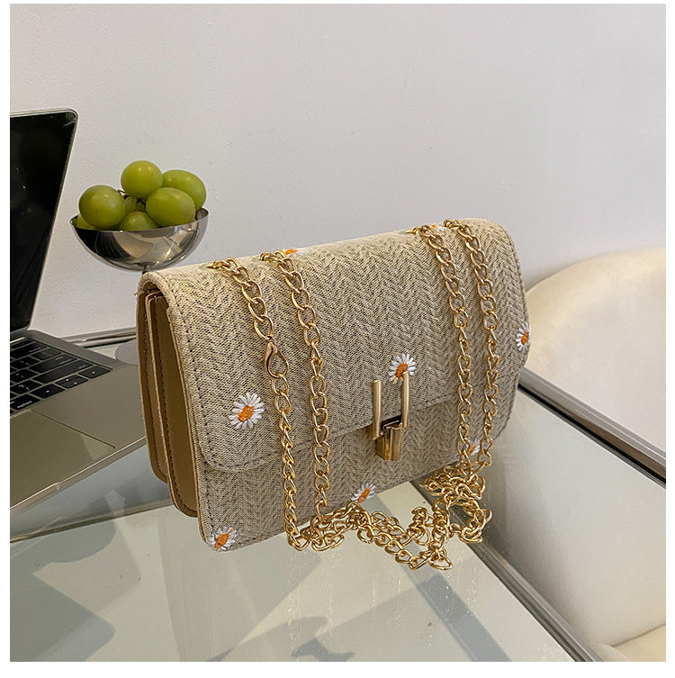 Korean Lace Flower Woven Summer Bag - Versatile Chain Messenger