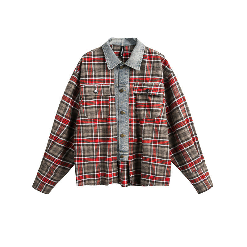 Vintage Plaid Long Sleeved Shirt - Unisex Harajuku Style