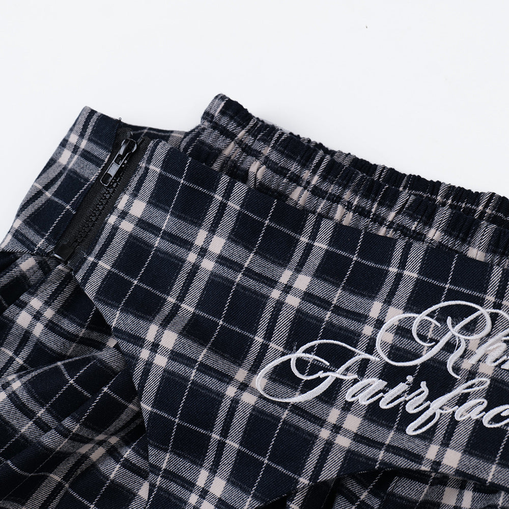 Harajuku-Inspired Plaid Tapered Long Pants for Men
