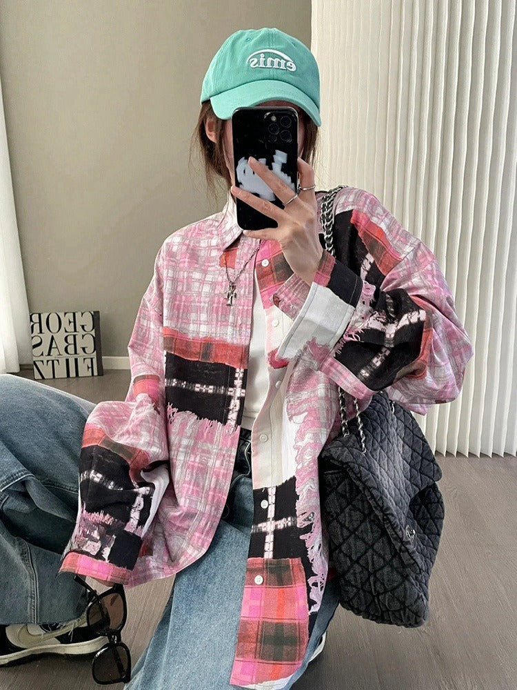 Playful Plaid Loose Casual Top