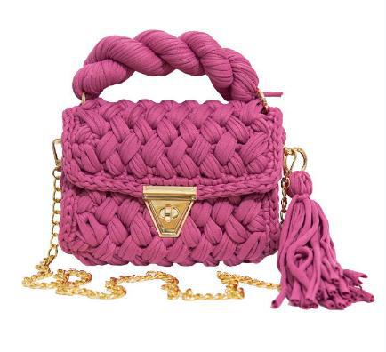 Harajuku Chic Hand-Woven Crossbody Bag with Chain
