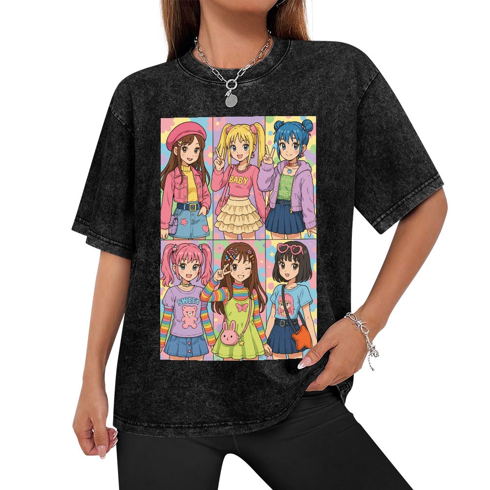 Harajuku Kawaii Fashion Y2K Vintage Off-Shoulder Tee