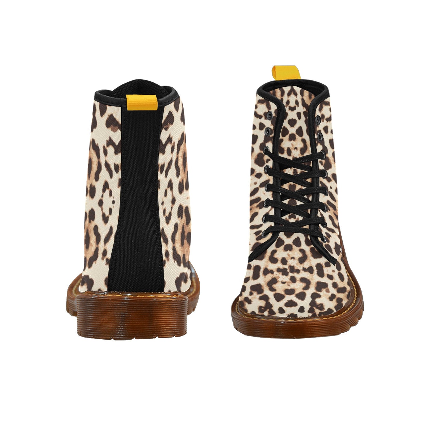 Traditional Leopard Print Women's Lace Up Canvas Boots