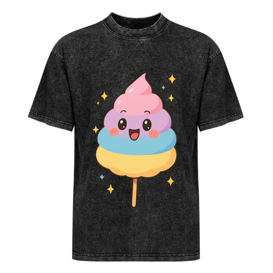 Kawaii Cotton Candy Hot Vintage Wash Off Shoulder T-Shirt