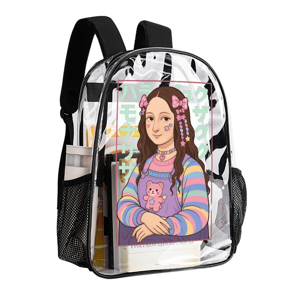Harajuku Mona Lisa Transparent Backpack 17 Inch