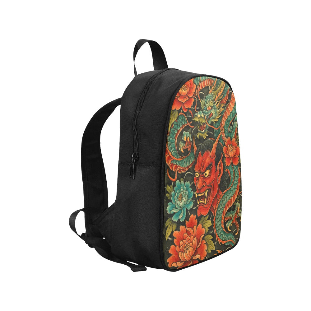 Japanese Tattoo Red Devil Dragon Canvas Backpack