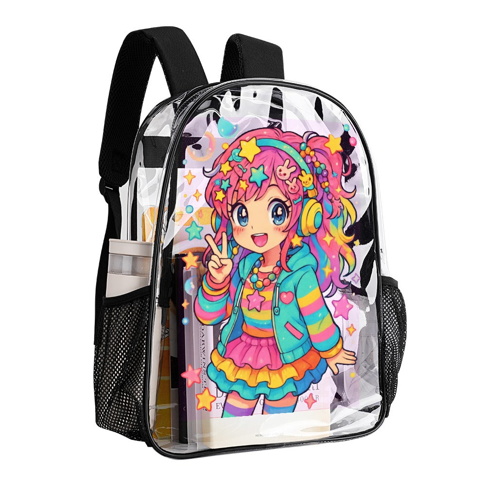 Harajuku Kawaii Anime Girl Transparent Backpack 17 Inch