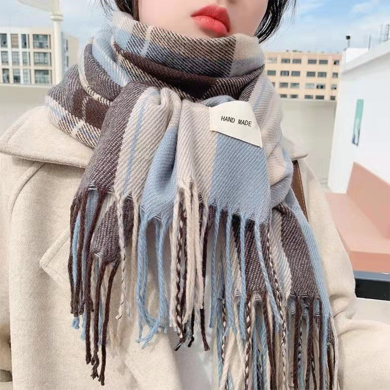 Harajuku Style Plaid Scarf - Warm & Cozy for Couples