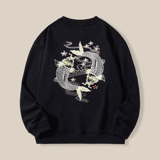 Koi Heavy Industry Embroidered Sweatshirt - Harajuku Style