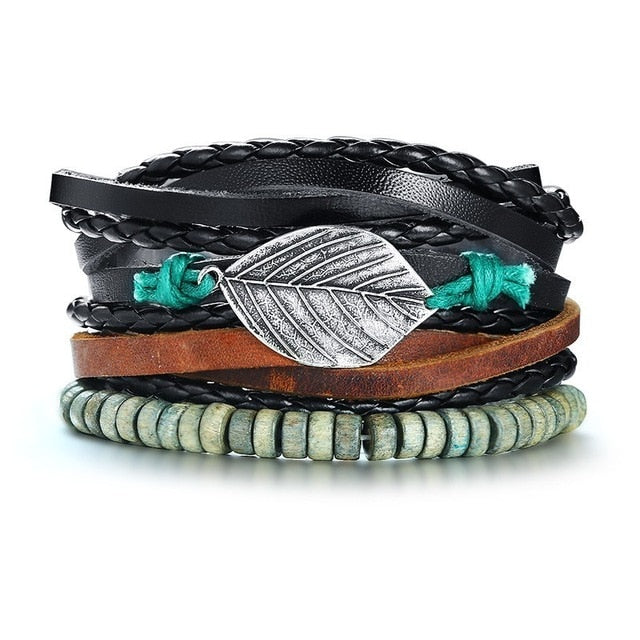 4pcs Adjustable Black Bracelets Set - Harajuku Style Jewelry