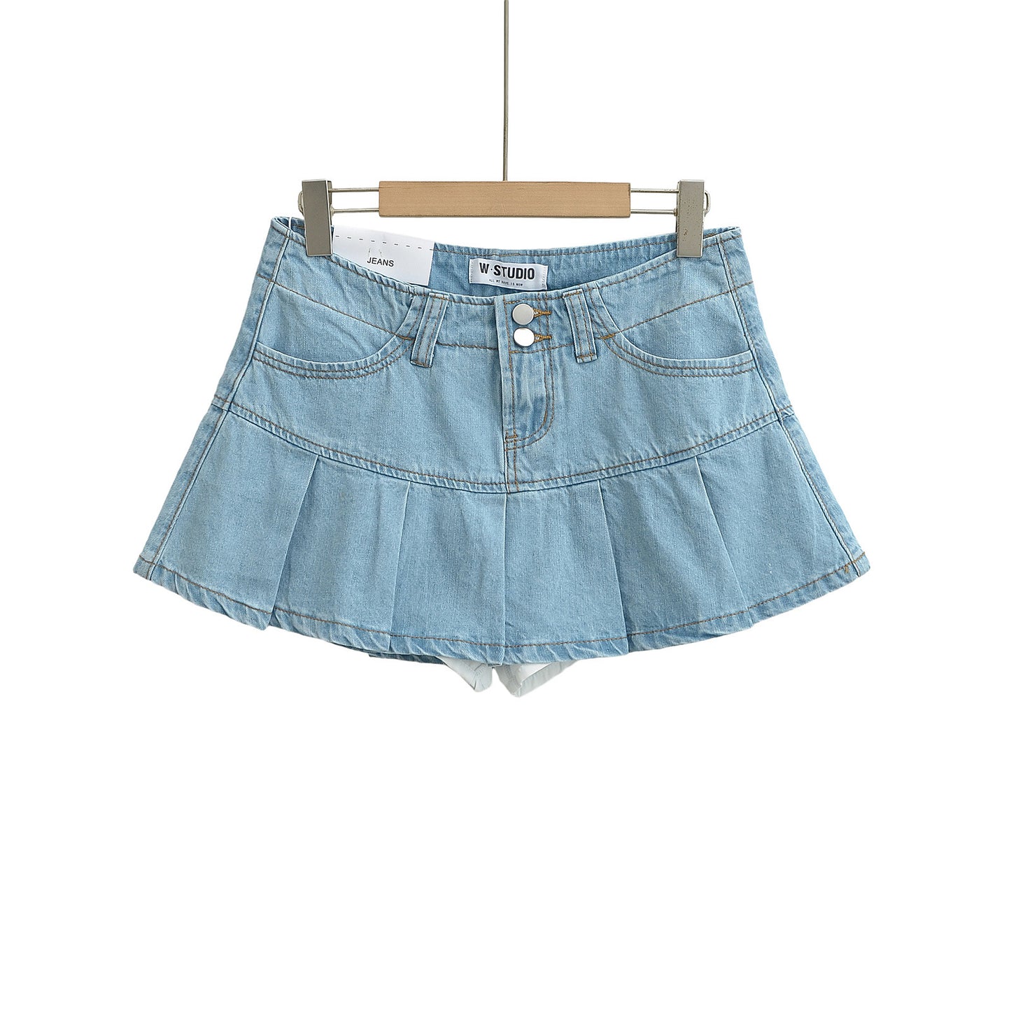 High-Waisted Vintage Denim A-Line Mini Skirt