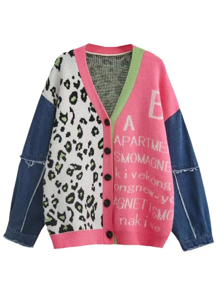 Temperament Leopard Jacquard Cardigan