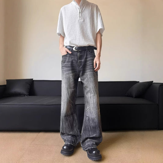 Retro Lightning Pattern Curved Knife Jeans