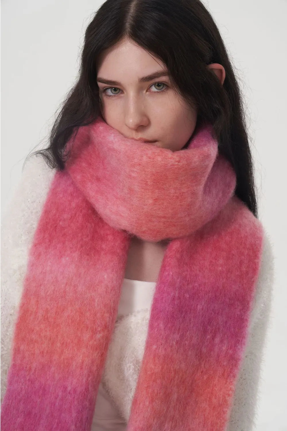 Fringe Gradient Thermal Scarf - Harajuku Style