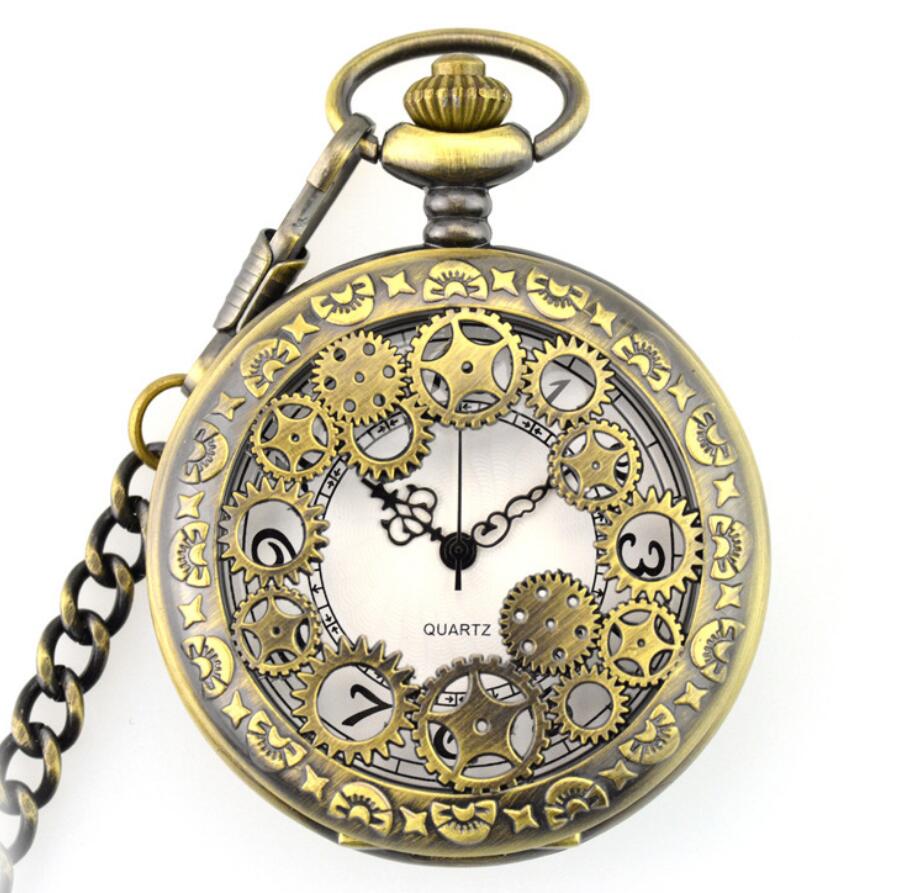 Gothic Big Roman Hollow Pocket Watch - Harajuku Style