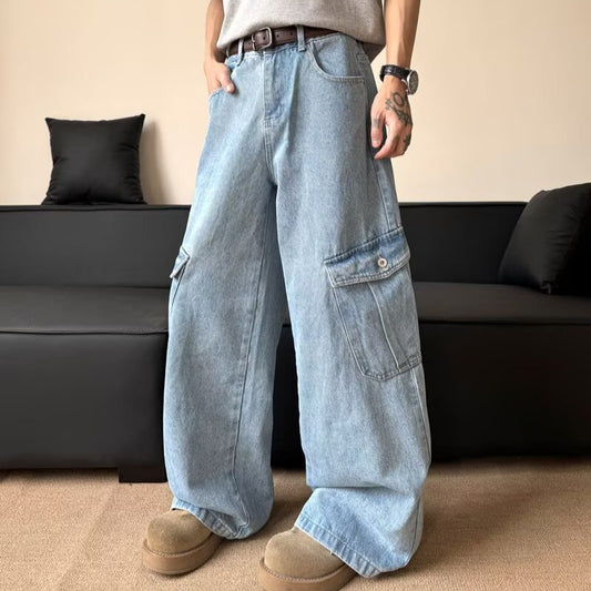 Large Pocket Workwear Denim Casual Pants