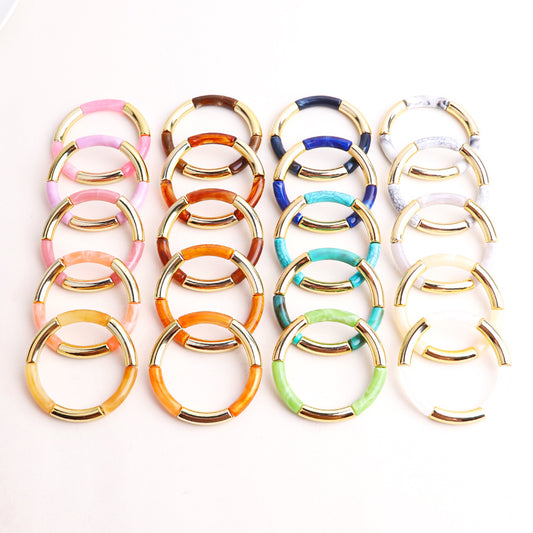Harajuku Style Double Color Tube Bead Elastic Bracelet