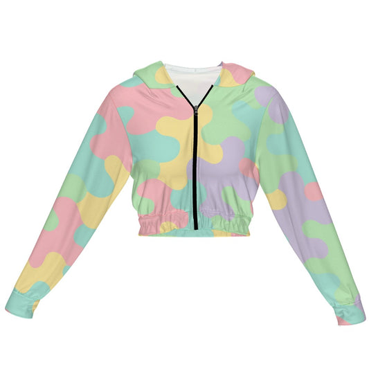 Harajuku Pastel Rainbow Camo Cropped Jacket