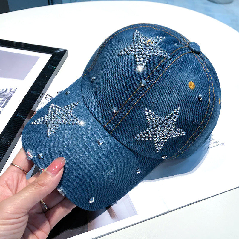 Harajuku Style Cowboy Baseball Hat with Rhinestones