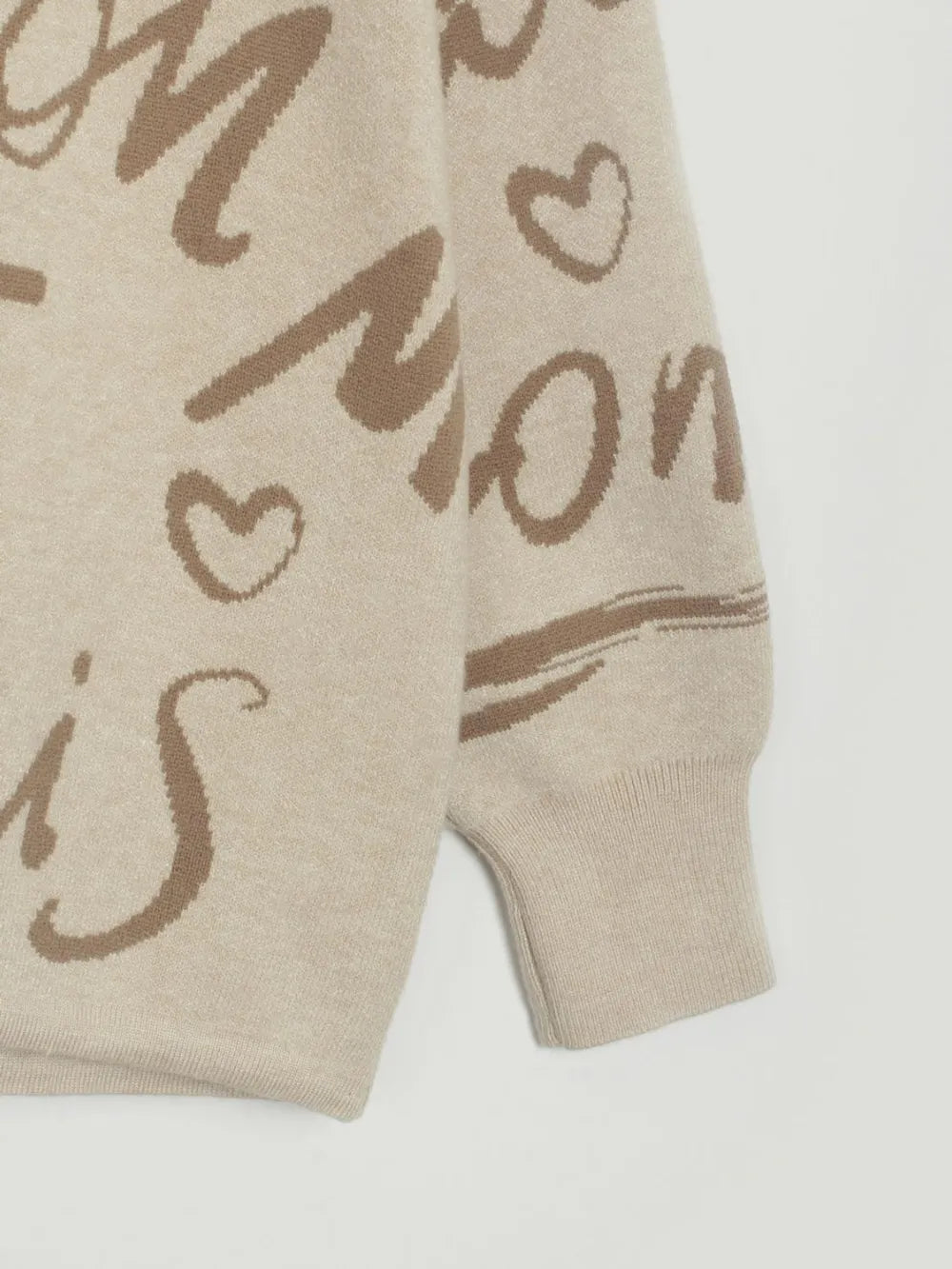 Drawstring Hem Letter Pattern Sweater