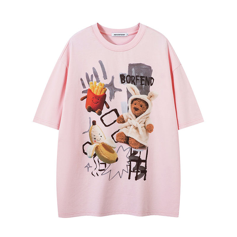 Playful Penguin Print Short Sleeve T-Shirt for Men