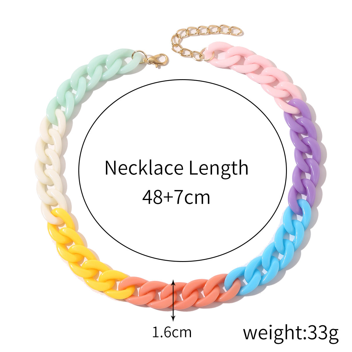 Colorful Cuban Chain Necklace - Harajuku Style