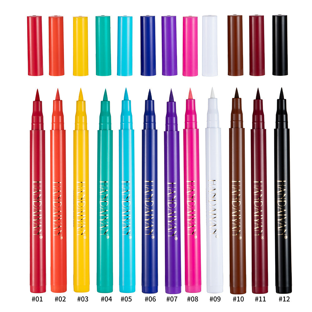 12 Color Matte Eyeliner Set - Quick-Drying & Smudge-Proof