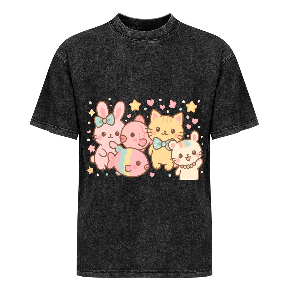 Harajuku Legends Group Photo Vintage Wash Off Shoulder Tee