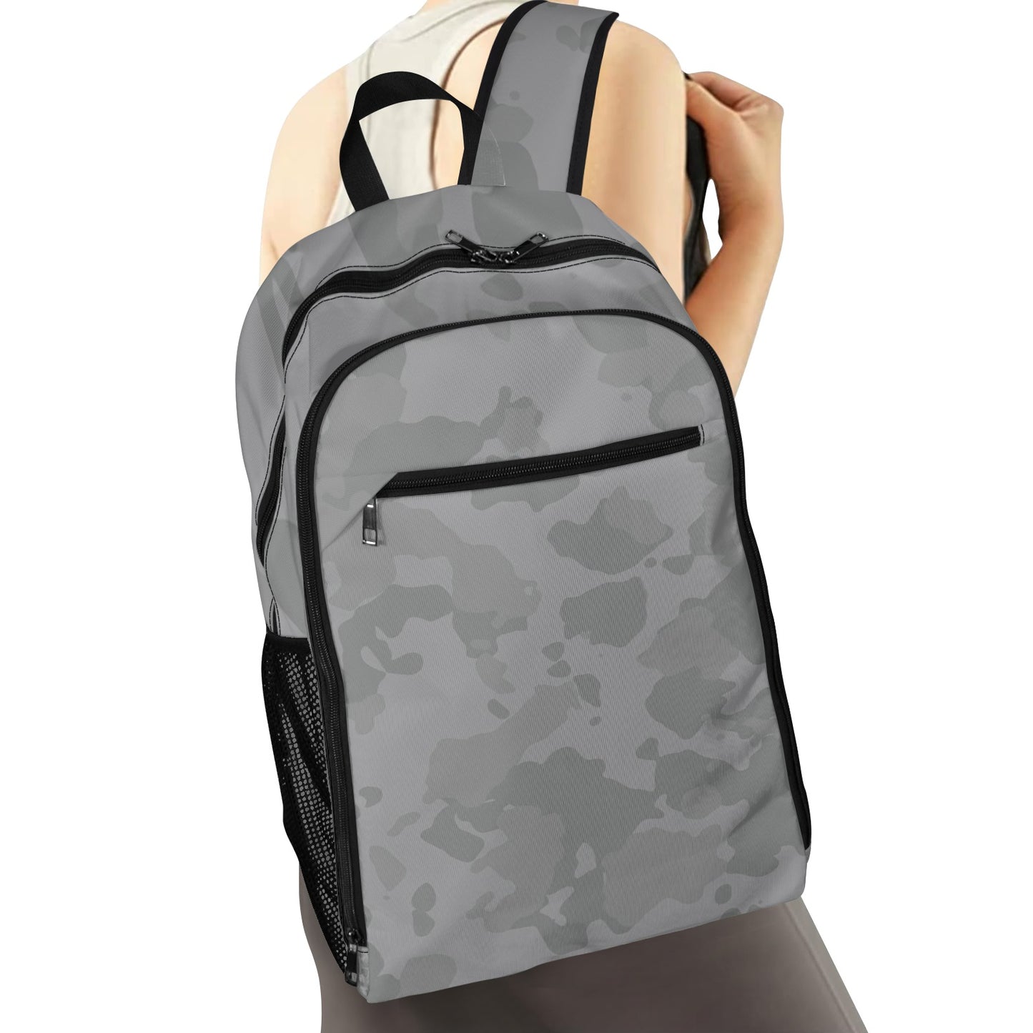 Gray Camo All Over Print Leisure Sports Backpack