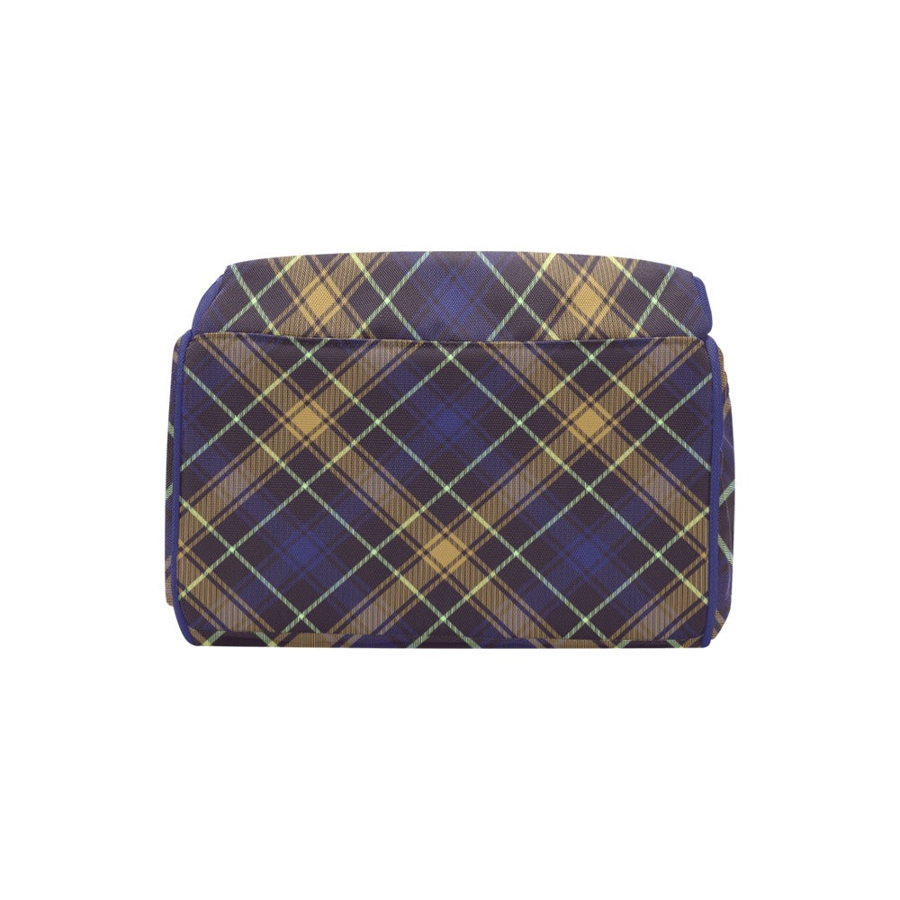 College Navy Blue Plaid Multi-Function Backpack
