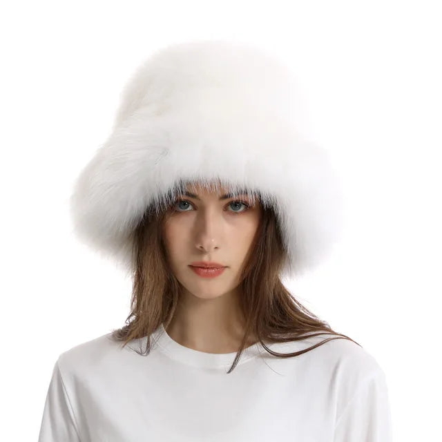 Elegant Faux Fur Fisherman Hat for Women