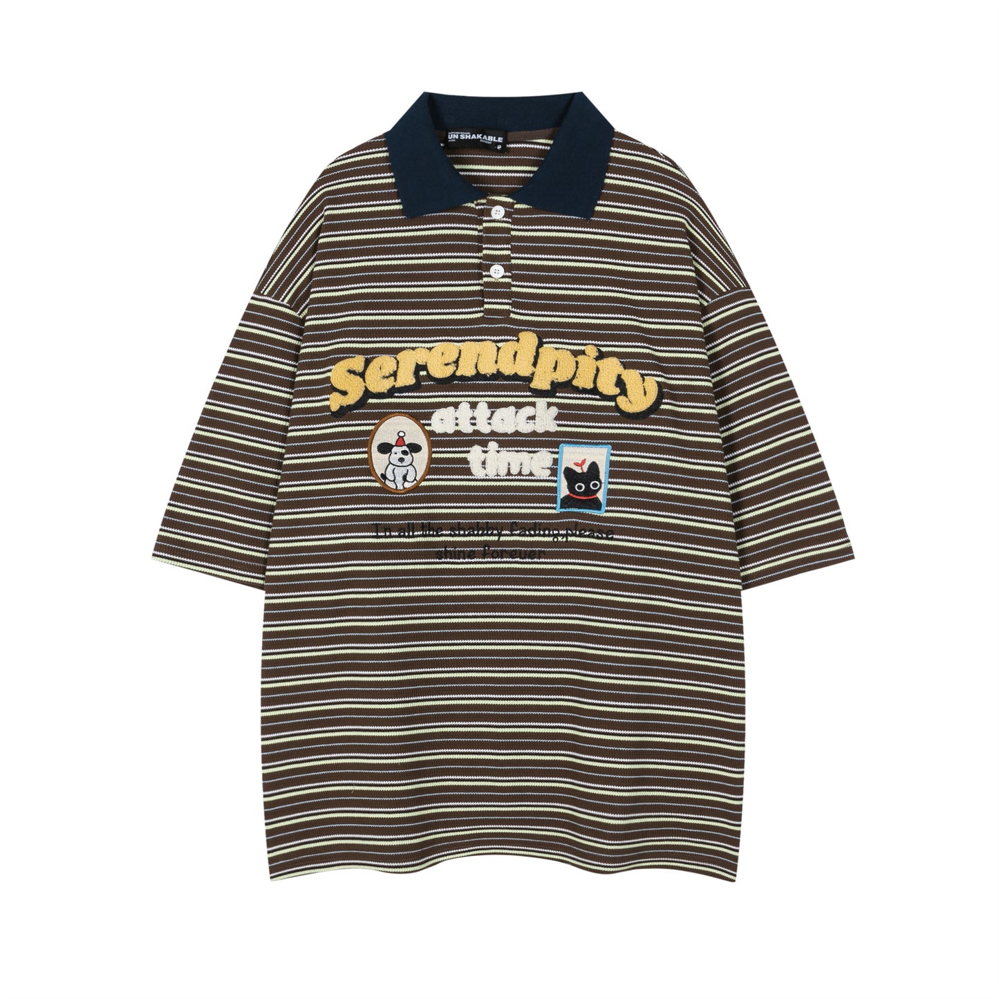 Retro Stripe Heavy Embroidery Casual T-Shirt