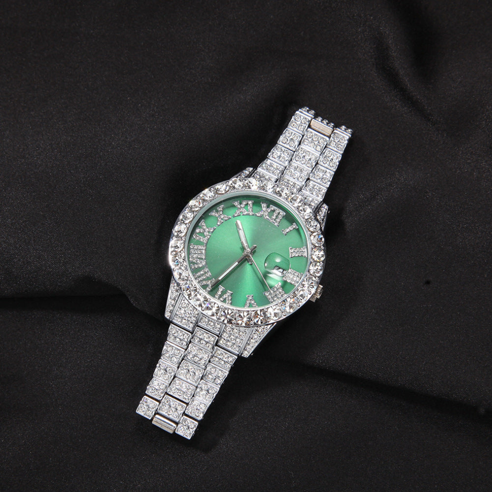 Roman Numerals Diamond-Encrusted Men's Watch
