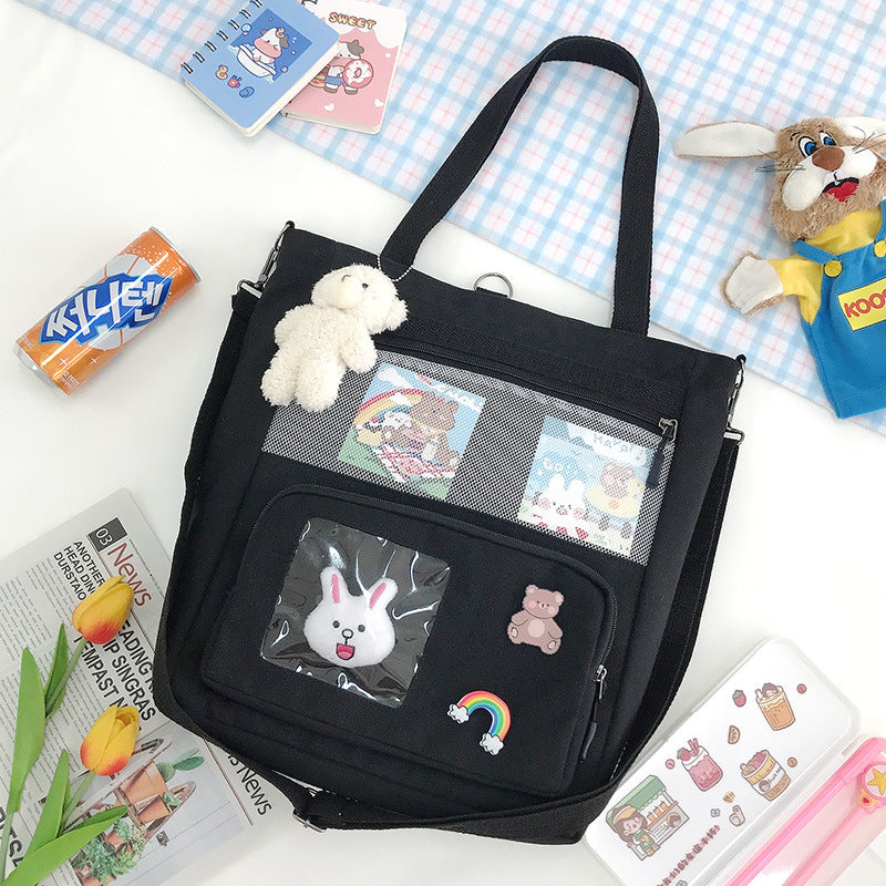 Korean Spring Canvas Rabbit Pendant Backpack