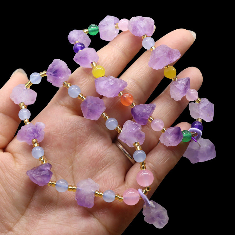 Lavender Amethyst Raw Stone Bracelet - Harajuku Style