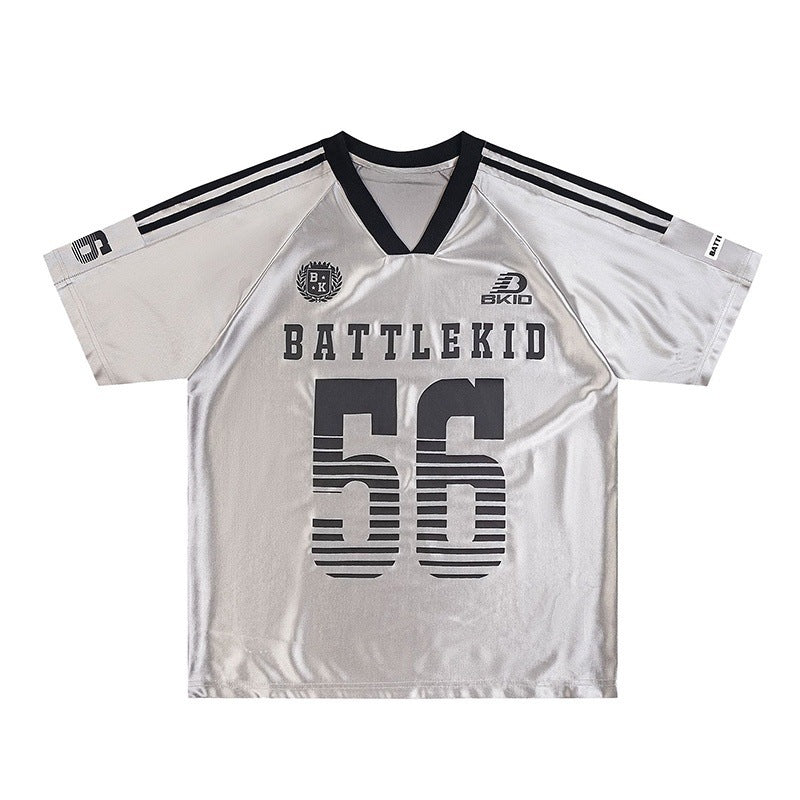 Harajuku Style V-Neck Ice Hockey Jersey T-Shirt