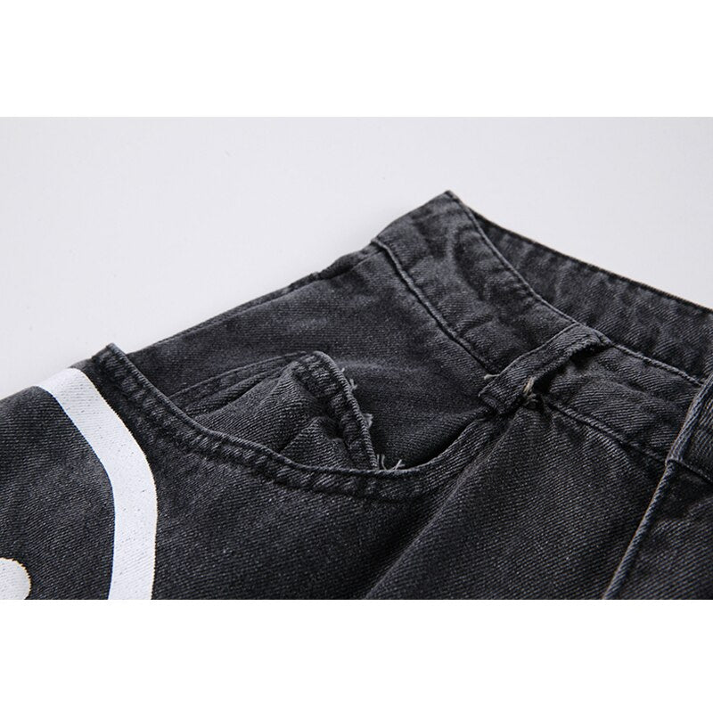 Harajuku Style Wide Leg Denim Jeans for Women