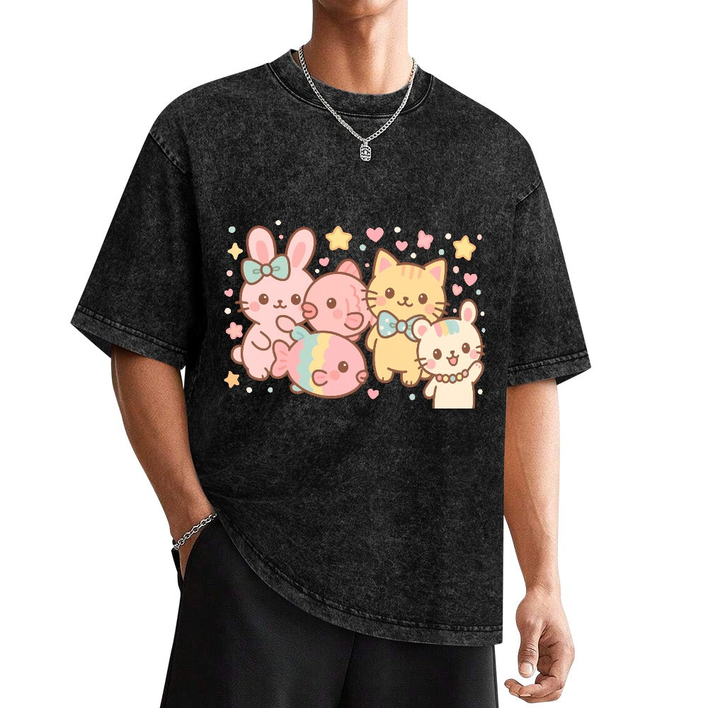 Harajuku Legends Group Photo Vintage Wash Off Shoulder Tee