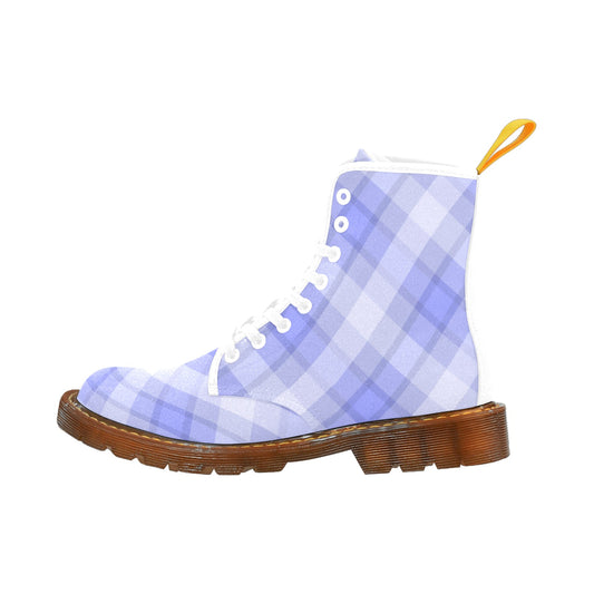 Light Blue Women's Lace Up Canvas Boots