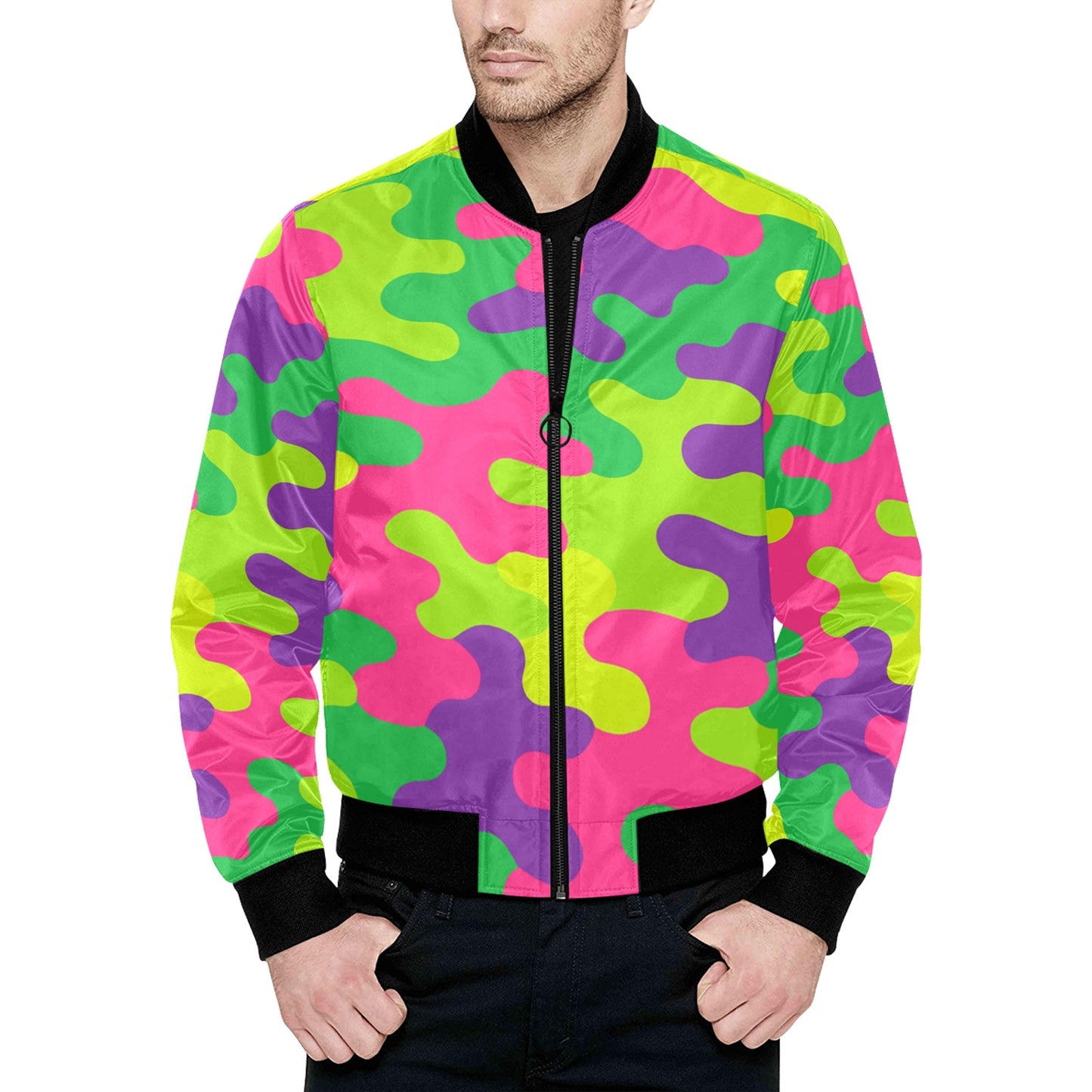 Harajuku Rainbow Camo Bomber Jacket