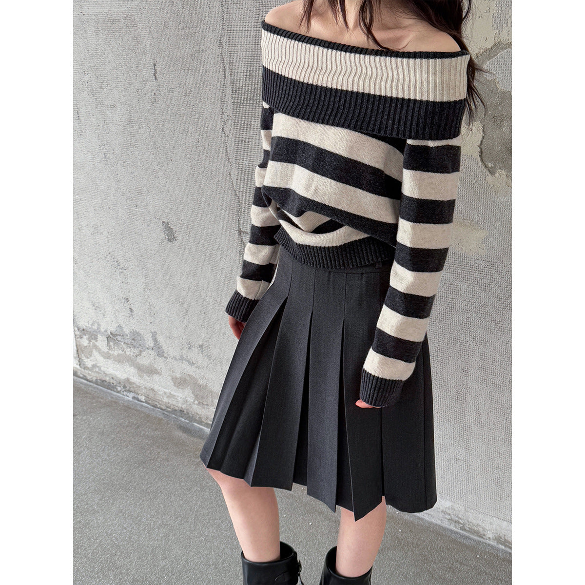 Harajuku High Waisted Woolen Pleated A-Line Skirt