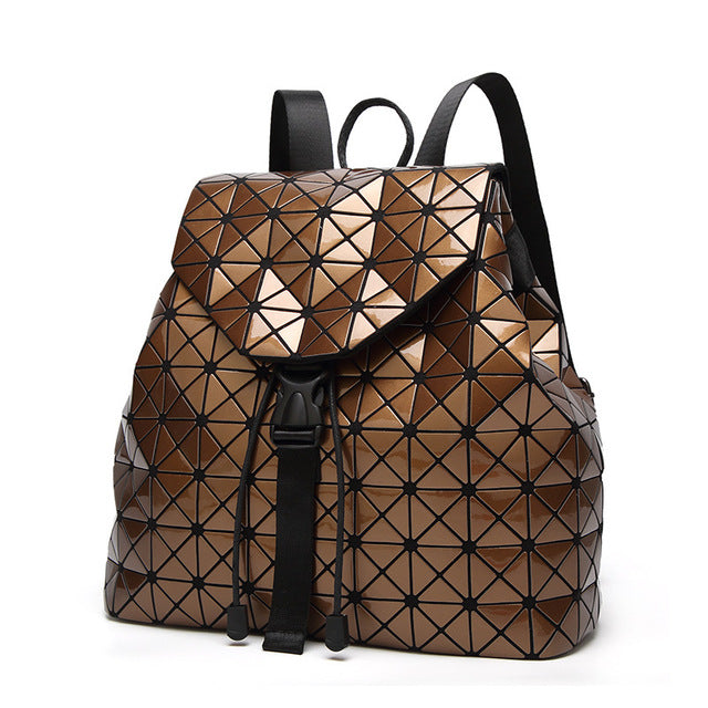 Luminous Geometric Plaid Sequin Backpack for Women