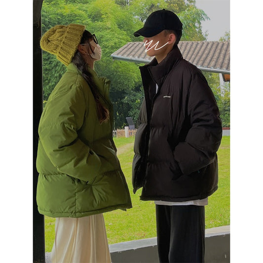 Trendy Green Down Cotton Jacket for Women - Harajuku Style