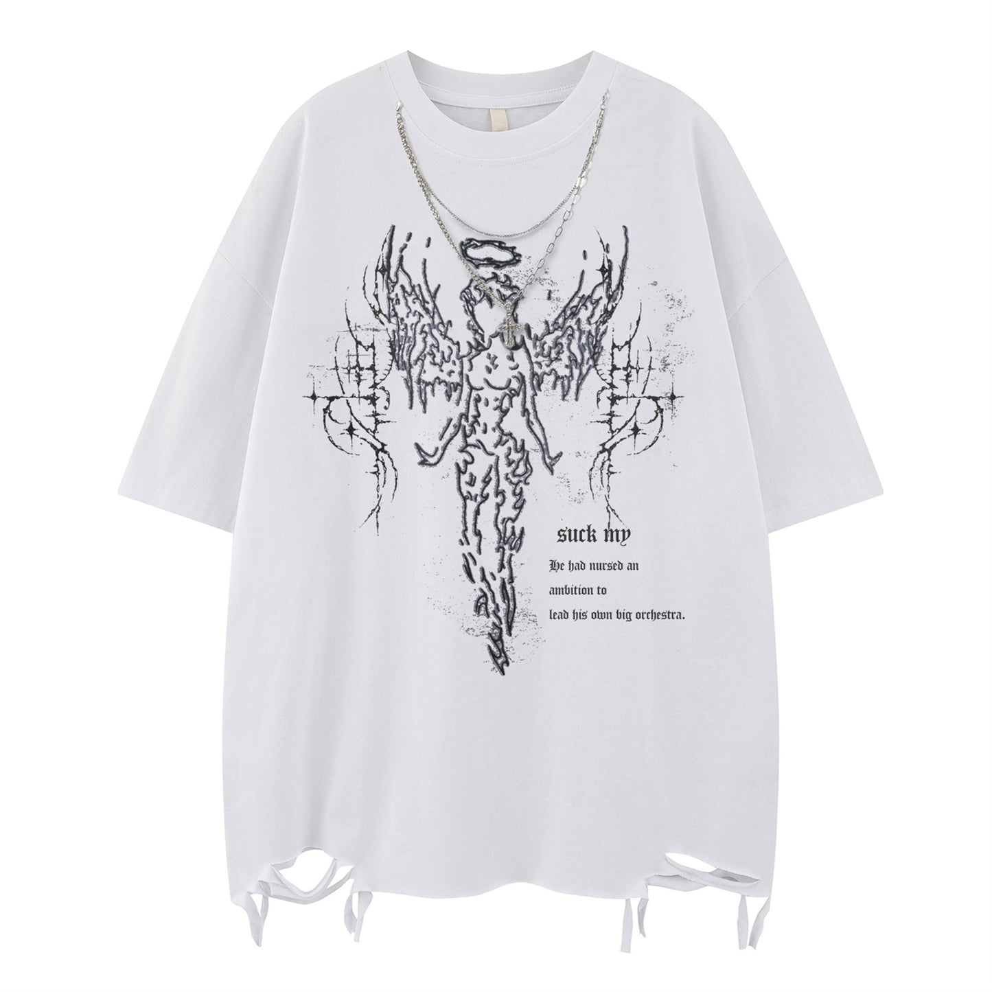 Harajuku Style Angel Print Short Sleeve T-Shirt