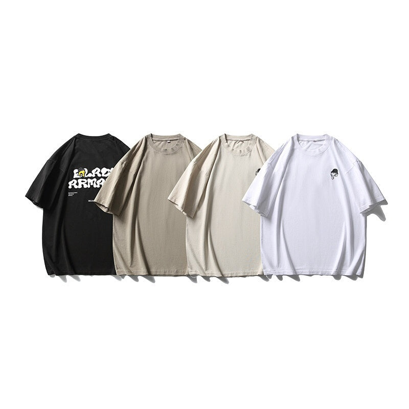 Worn-In Letter Print Loose Short Sleeve Shirt
