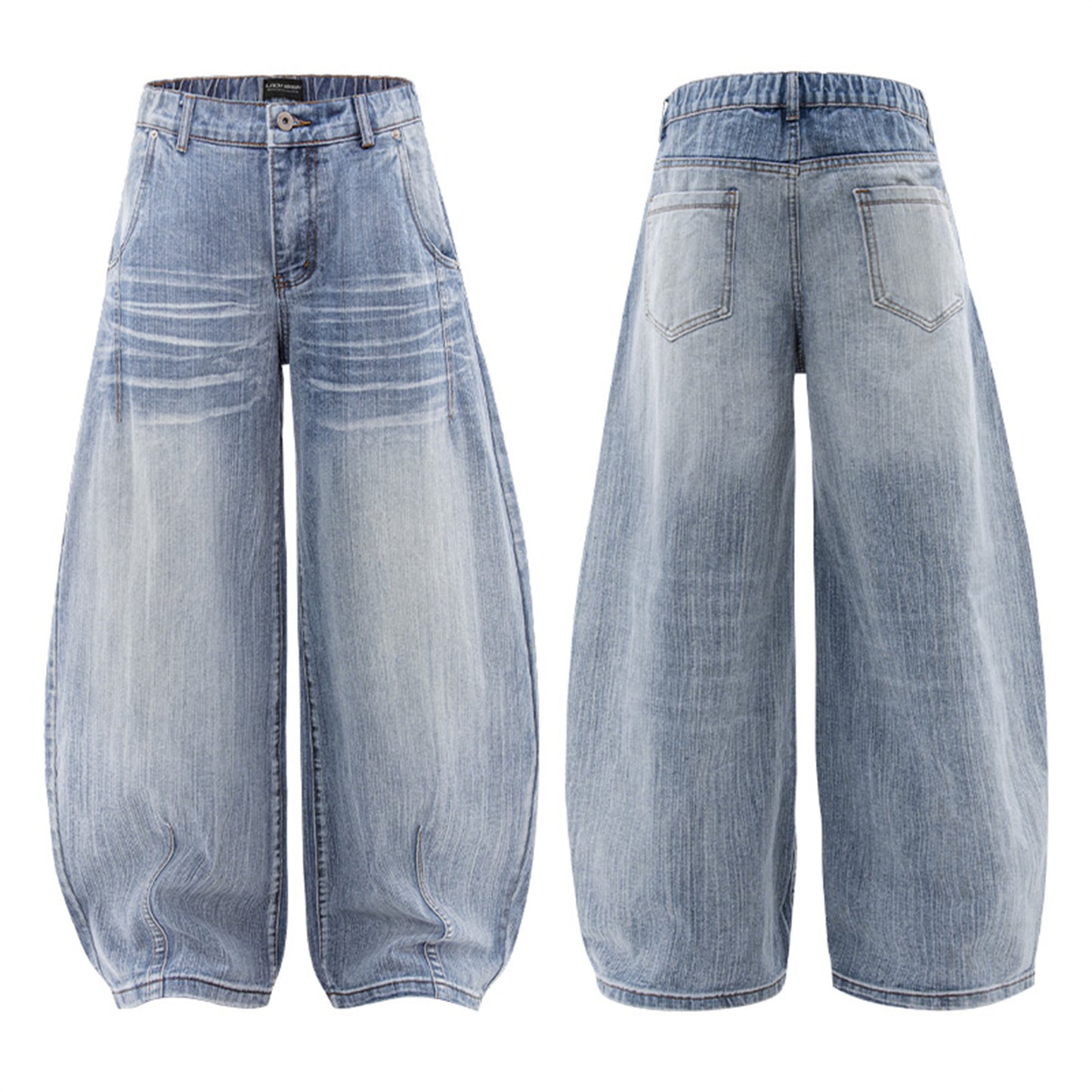 Harajuku Style Washed Wide Leg Tapered Jeans