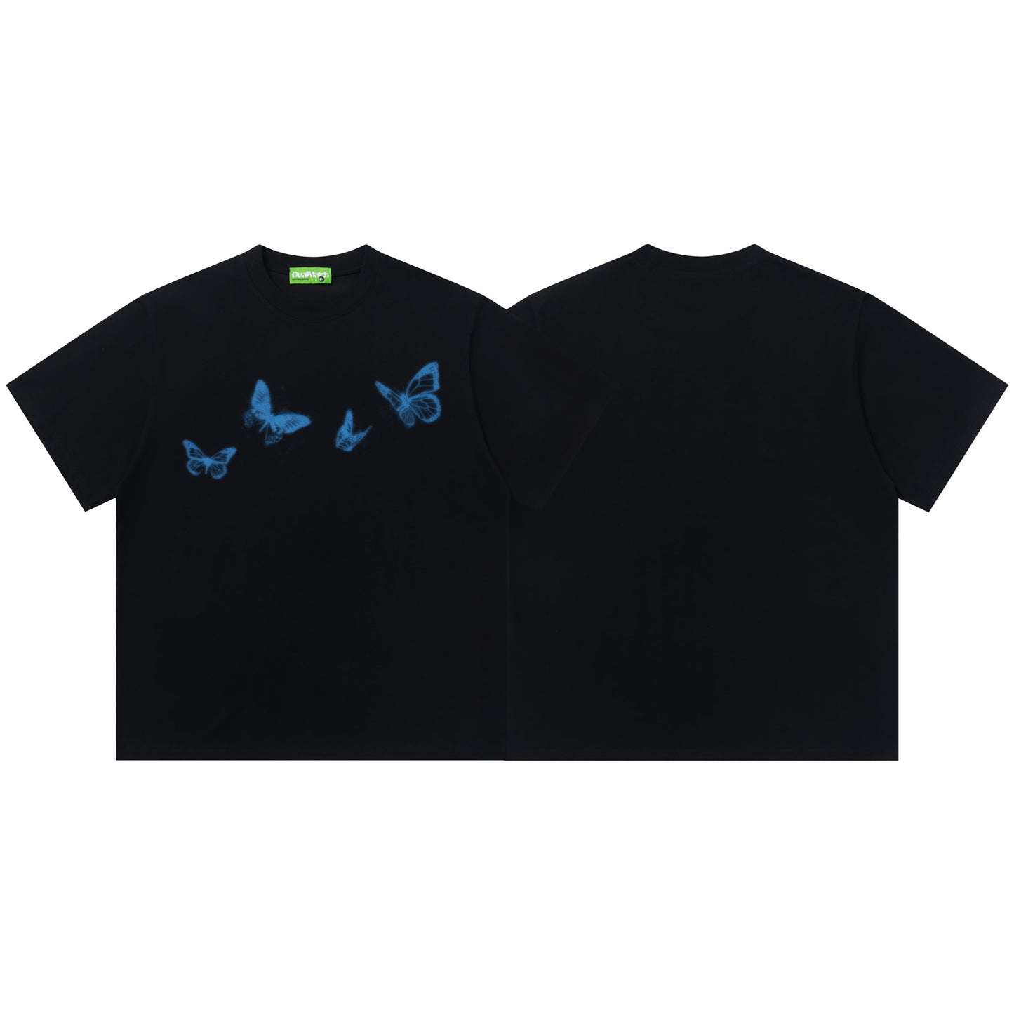 Dark Blue Butterfly Print Short Sleeve T-Shirt