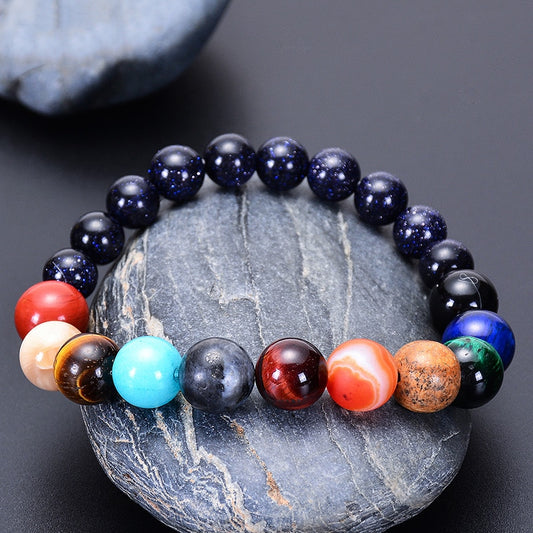 Lovers Eight Planets Natural Stone Bracelet - Galaxy Chakra