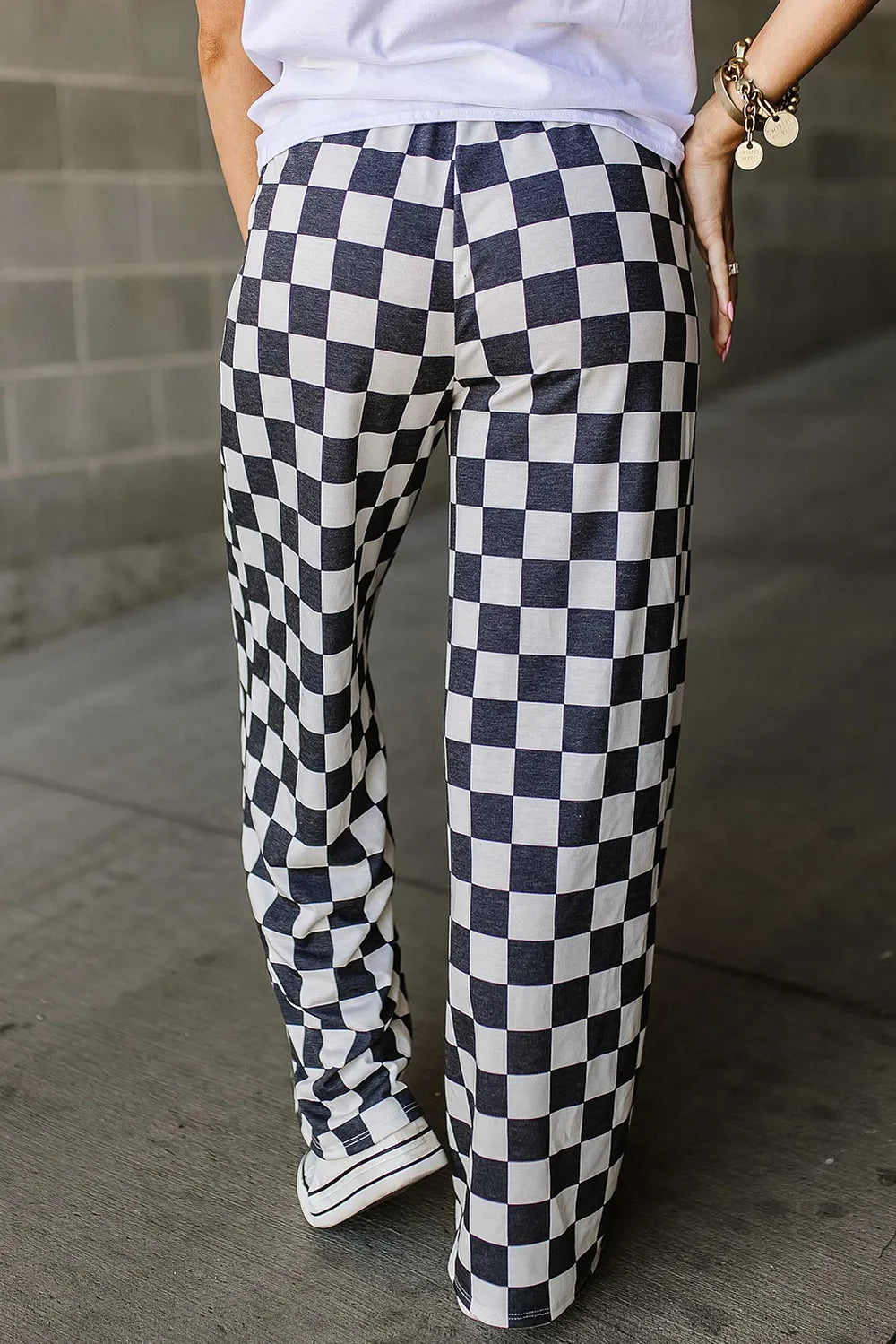 Playful Checkered Wide Leg Pants